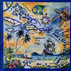 Handpainted Map of the Caribbean